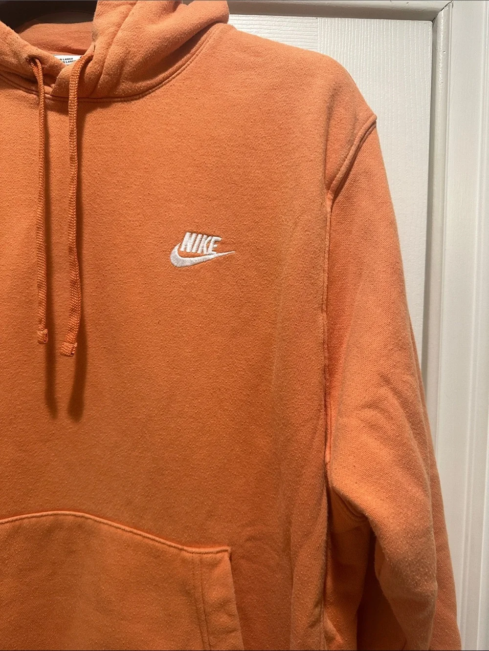 Nike Orange Pullover Hoodie with White Swoosh